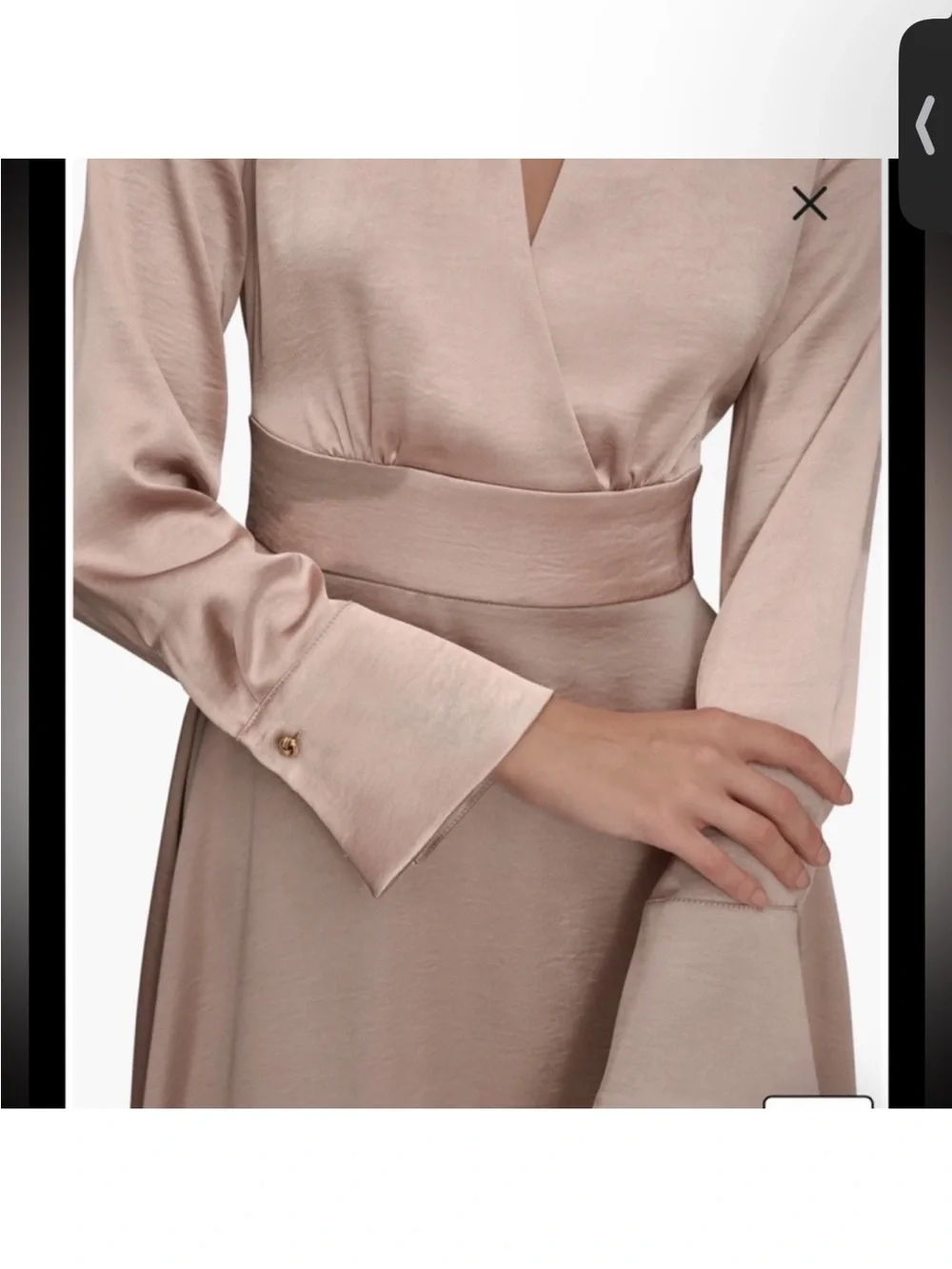 Donna Karan Taupe Wrap Midi Dress - Picture 2 of 7
